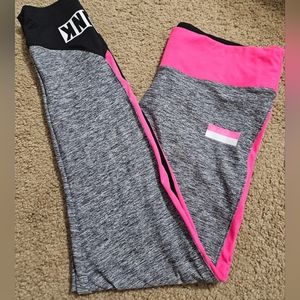 PINK Victoria's Secret Gray & Hot Pink Space-Dye Leggings